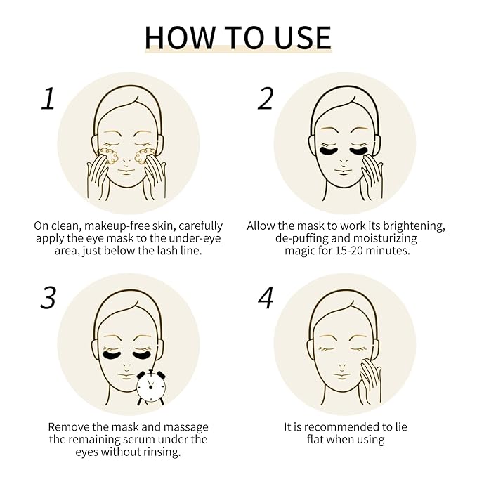 24K Gold Eye Mask - 60 Pieces, Collagen Hyaluronic Acid Eye Mask, Anti-aging, Remove Dark Circles, Puffiness and Wrinkles, Refreshes Skin, Suitable for Both Men and Women-FemmiqueWomen