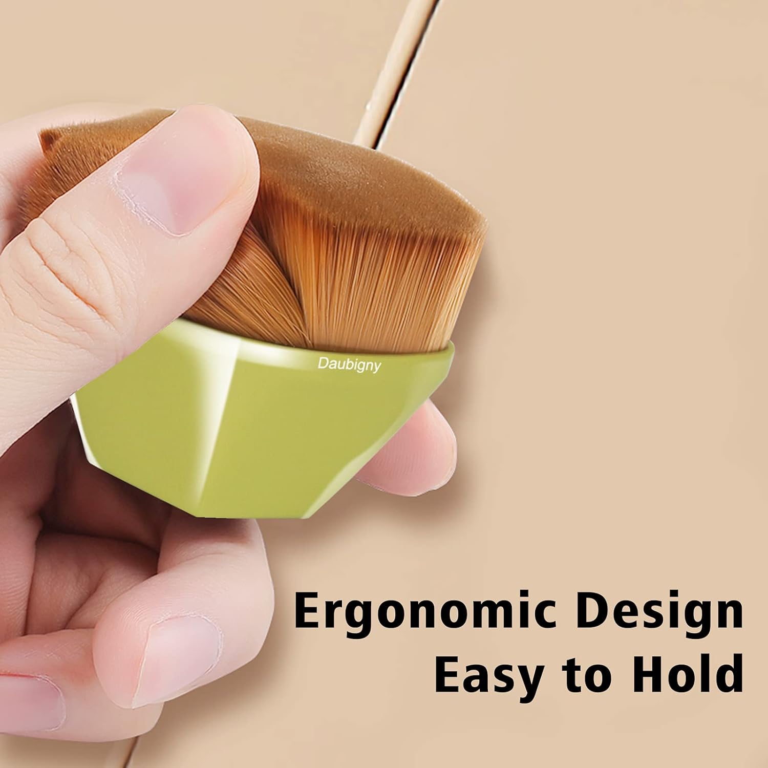 Foundation Makeup Brush Flat Top Kabuki Hexagon Face Blush Liquid Powder Foundation Brush for Blending Liquid, Cream or Flawless Powder Cosmetics with Bonus Protective Case (Yellow)-FemmiqueWomen