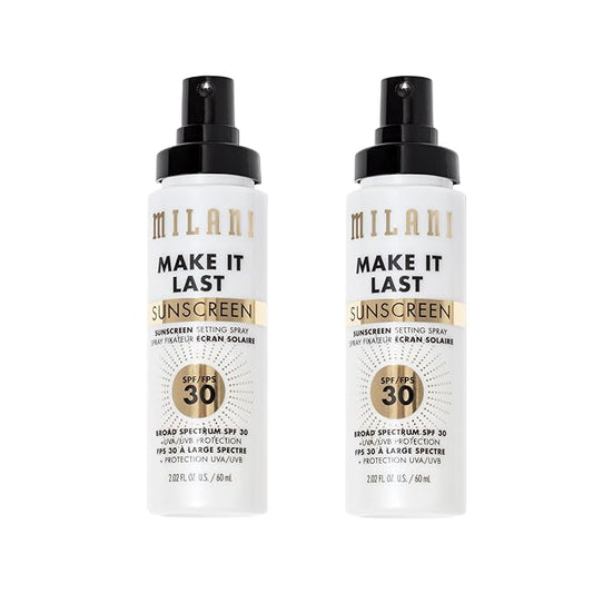 Milani Make It Last Sunscreen - Sunscreen Setting Spray with SPF 30 - Makeup Primer and Setting Spray with SPF30 Sunscreen, Long Lasting Makeup Finishing Spray - 2 Pack-FemmiqueWomen