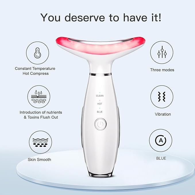 3-in-1 Beauty Massager for Face and Neck, Based on Triple Action LED, Thermal, and Vibration Technologies for Skin Care,Improve,Firm,Tightening and Smooth-FemmiqueWomen