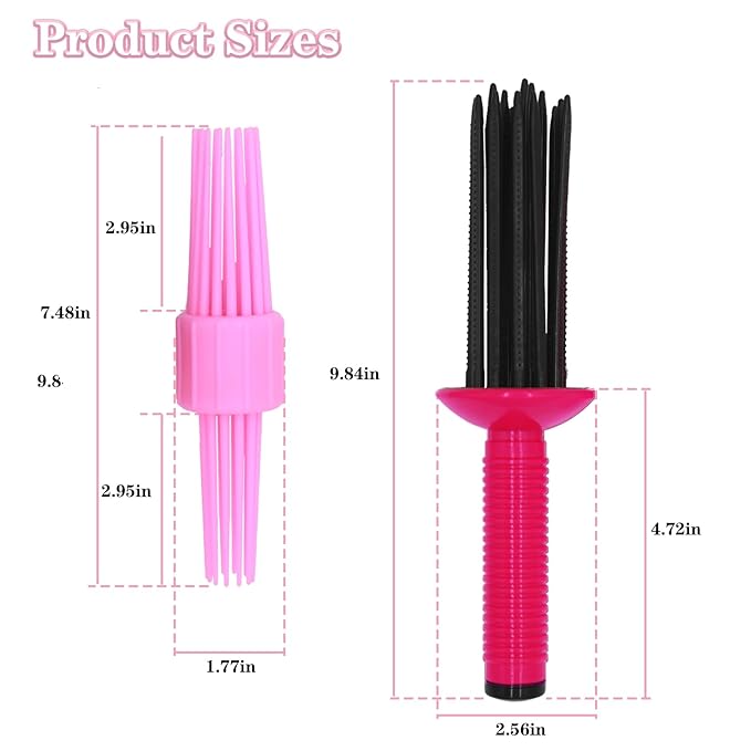 2PCS Curling Roll Comb, Curly Hair Brush for Curly Hair, Three Different Sizes of Styler Curl Brush Hairr Tools for Casual Wear or Special Events-FemmiqueWomen