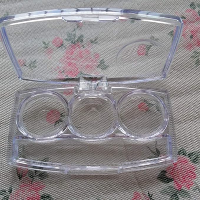 10 Pcs Clear Empty Eyeshadow Palette Plastic Eyeshadow Storage Box Case with 3 Grids Palettes Lipstick Box Pigment Palette Tray Plastic Cosmetics Container Box DIY Makeup Powder Sample Box-FemmiqueWomen