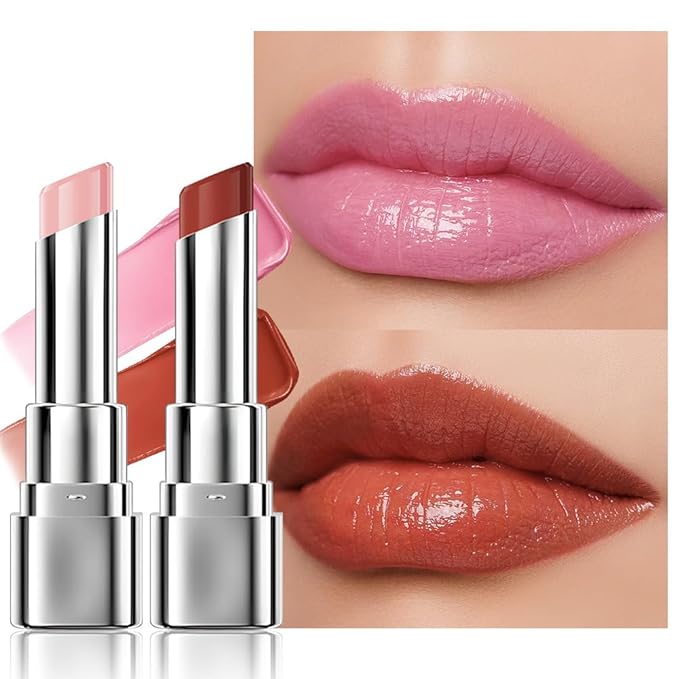 2Pcs Tinted Lip Balm Moisturizing Lipstick – Soft Pale Pink & Cool Plum Red Sheer Hydrating Lip Color for Dry Lips – Nourishing Lip Balm for All Women with a Subtle Natural Scent (S01 & S04)-FemmiqueWomen