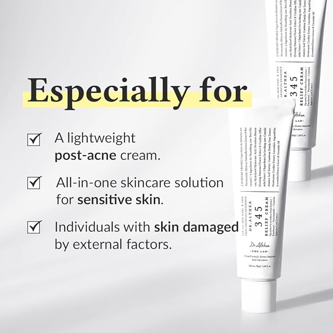 Dr.Althea 345 Relief Cream, Daily Face Moisturizer, Blemish Relief Care, Soothing Recovery & Moisture, Korean Vegan Skin Care for All Skin Types, 1.69 Fl Oz (Pack of 1)-FemmiqueWomen