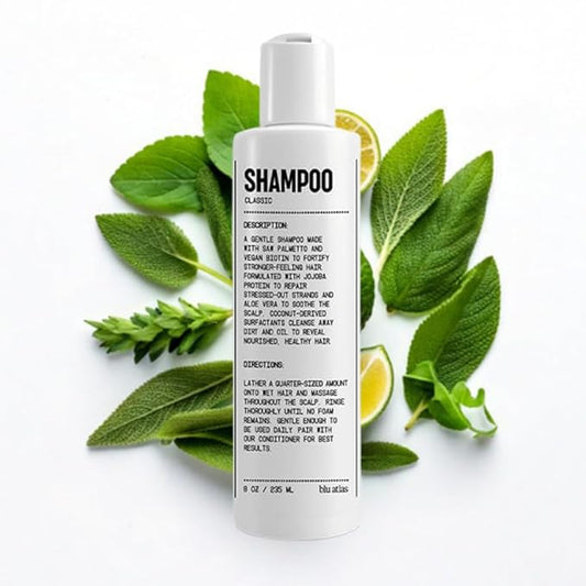 Blu Atlas Men's Natural Shampoo – Organic, Sulfate-Free, Paraben-Free – Deep Cleansing & Hydrating – Classic Scent (Bergamot, Sage, Patchouli) – Made in America– 8 oz-FemmiqueWomen