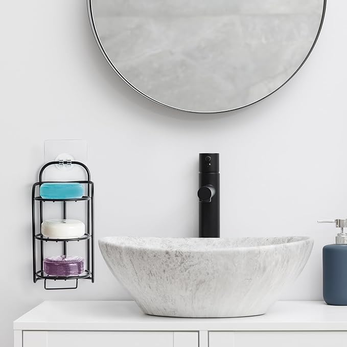 3-Tier Shower Soap Shampoo Bar Holder, Self Adhesive & Freestanding Draining Bathroom Soap Dish Caddy for Bathroom Wall Accesories Decor-FemmiqueWomen