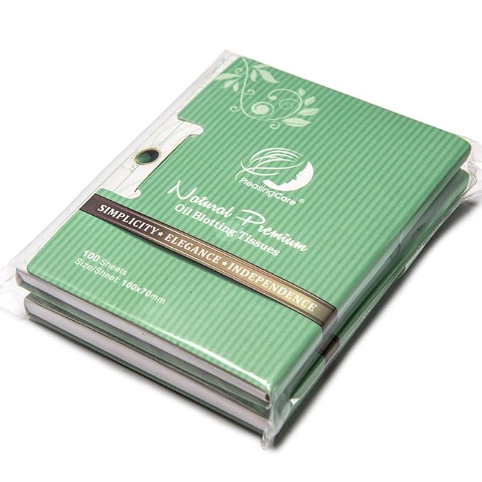 Natural Green Tea Oil Absorbing Tissues - 200 Counts in 2 Pack, Premium Face Oil Blotting Paper - Take 1 Piece Each Time Design - Large 10CM Oil Absorbing Sheets, No Waste and Easy to Carry in Pocket!-FemmiqueWomen