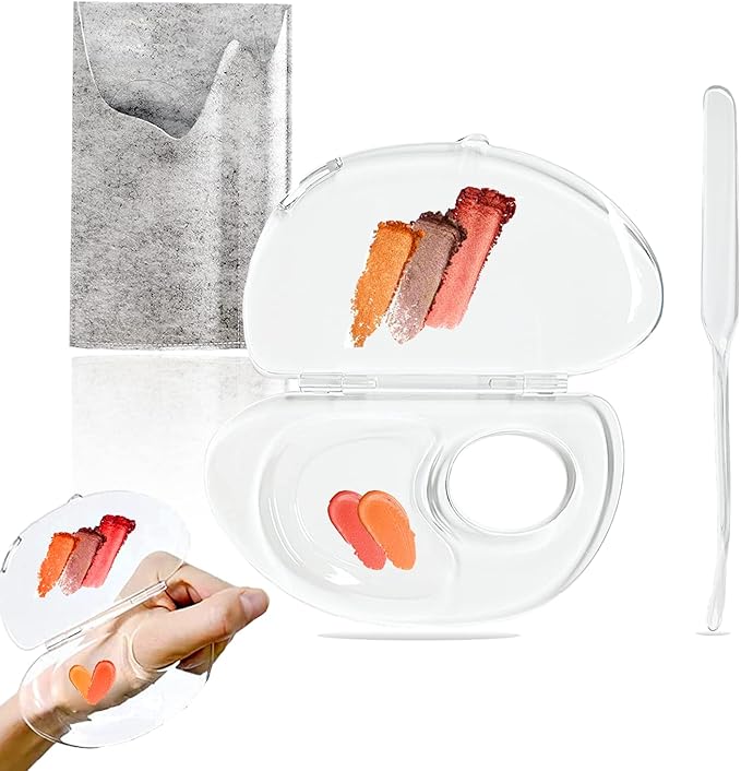 180 Degree Folding Acrylic Makeup Mixing Palette, Plastic Foundation Makeup Facial Palette with Felt Bag, Transparent Spatula Tool for Eyeshadow Liquid Foundation Cosmetic Pigment Mixing-FemmiqueWomen
