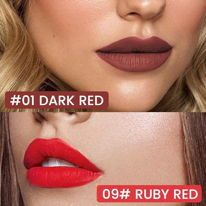 2Pcs Longwear Liquid Lip Liner Stain Marker Pen Set Long Lasting Waterproof, Dark Ruby Red Matte Semi Permanent 24 Hour Lip Liner and Lipstick Combo, Color Stay Lipliner All Day, Lips Stain peel off-FemmiqueWomen
