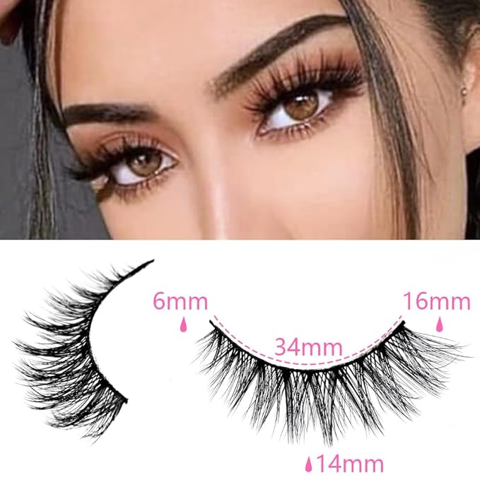 False Eyelashes 48 Pairs Faux Mink Lashes 14mm Wispy Lashes 3D Fluffy Cat Eye Lashes Pack Bulk Wholesale Strip Lashes(style 48-042)-FemmiqueWomen