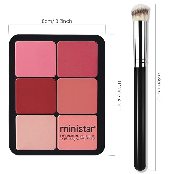 12 Colors Cream [Blush] Makeup Palette for Cheeks - Multi-functional Blush Makeup Palette with Brush, Natural Matte Long Wearing, Waterproof Blendable Face Makeup Palette (#01)-FemmiqueWomen