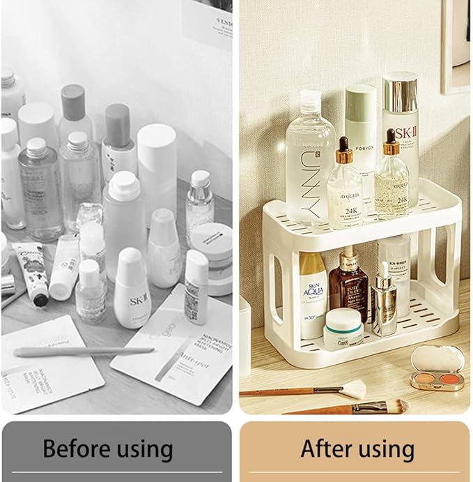 2-Tier Desk Organizers & Dispensers，Mail Holder for Office Desk Organization，Kitchen Spice Rack or Bathroom Countertop Organizer, Gift for Teachers, Classmates, and Friends,White-FemmiqueWomen