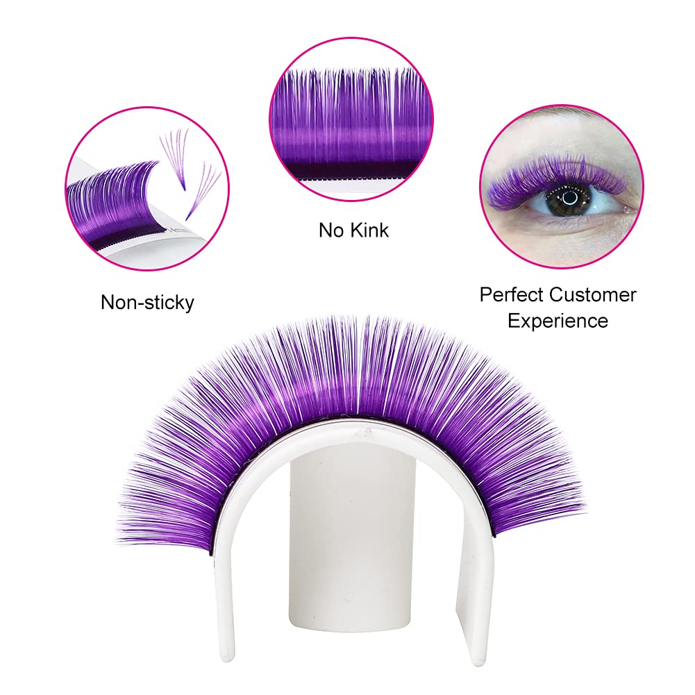 Easy Fan Volume Lashes D Curl Mixed Tray Purple Volume Eyelash Extensions 8-14mm Rapid Blooming Lash Extension Supplies by FADLASH (Purple 0.07-D-Mix)-FemmiqueWomen