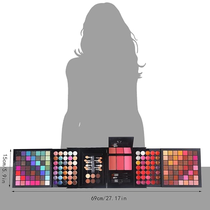 177 Colors Professional Makeup Kit for Women Girls Full Kit Gift Set with Mirror All in One Make up Palette Included Eyeshadow Powder Eye Shadow Gel Lip Gloss Concealer Eyebrow Powder Blush Brushes-FemmiqueWomen