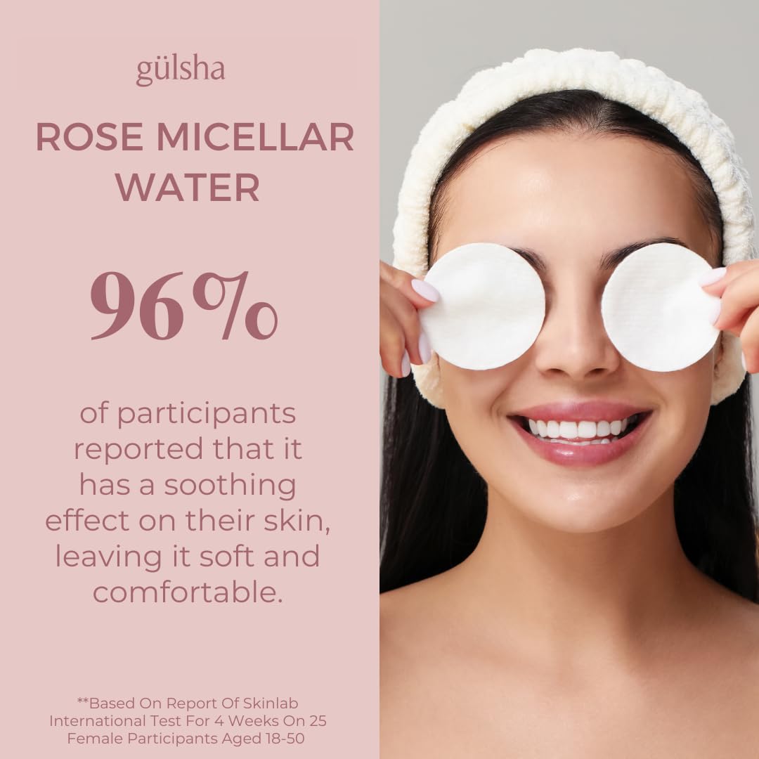 GULSHA Rose Micellar Water - Facial Cleanser & Makeup Remover, Fragrance-free Hydrating Cleanser, Softens the Skin, Formula designed in France for All Skin Types, Natural Origin, 200ml (6.76 fl oz)-FemmiqueWomen