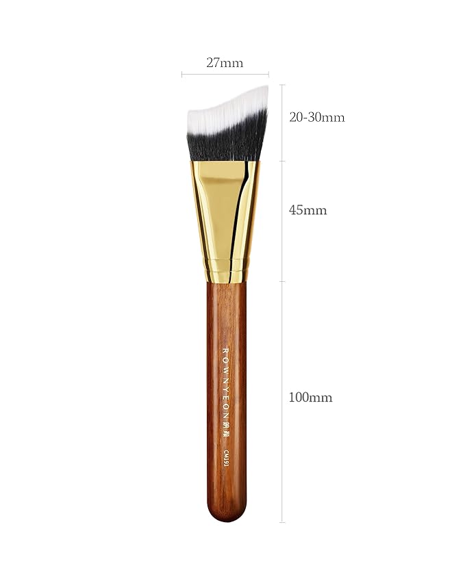 Desert Oak Series Terraced Contour Brush - 27mm Dual-Height Design with 5mm Flat Edge & 22mm Slope for Precision Sculpting, Bubinga & Brass (CM 191)-FemmiqueWomen