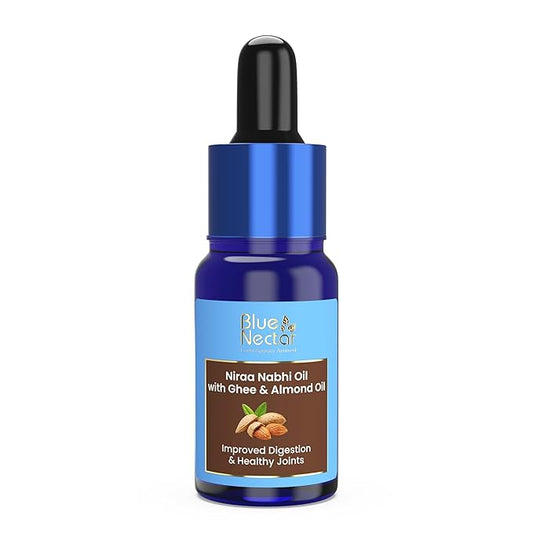Blue Nectar Ayurveda Nabhi Oil with Ghee & Almond Oil | Natural Navel Oil for Belly Button for Digestion & Joint Health | 100% Natural & Herbal (21 Herbs, 0.33Fl Oz)-FemmiqueWomen