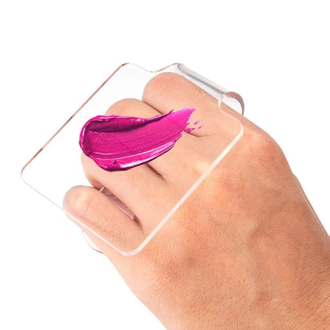 2Pcs Professional Makeup Palette Acrylic Hand-held Palette Makeup Mixing Tray Palette for Foundation, Eyeshadow, Cremes, Powders, Cosmetics and Nail Art Manicure Palette, Clear-FemmiqueWomen