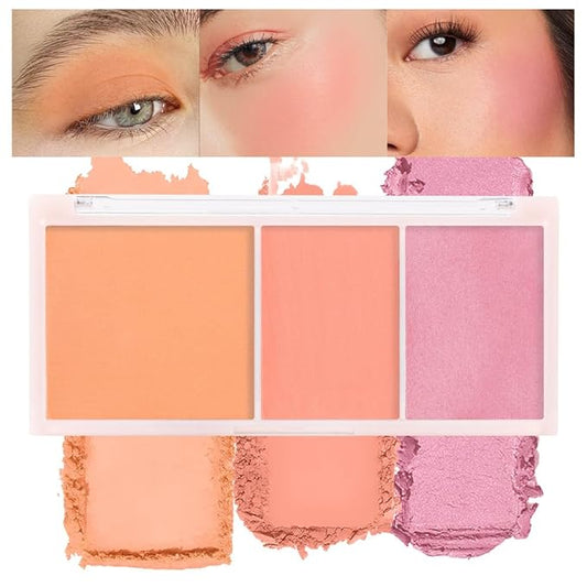 3 IN 1 Brown Nude Face Highlight Bronzer Powder Palette for Face Cheeks Contour Brightening, Buildable Matte Coverage Natural Makeup,Ultra Sculpt Nose Shadow Eyeshadow Primer-Orange-FemmiqueWomen