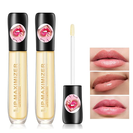 2 Pcs Lip Plumper Lip Gloss,Lip Maximizer Balm Plumper Lip Plumping Serum,Heathly Lip Moisturizer Enhancer Hydrated Lips,Reduces Improves Dry Lip Lines Lip Plumping Gloss Lip Extreme Volume-FemmiqueWomen