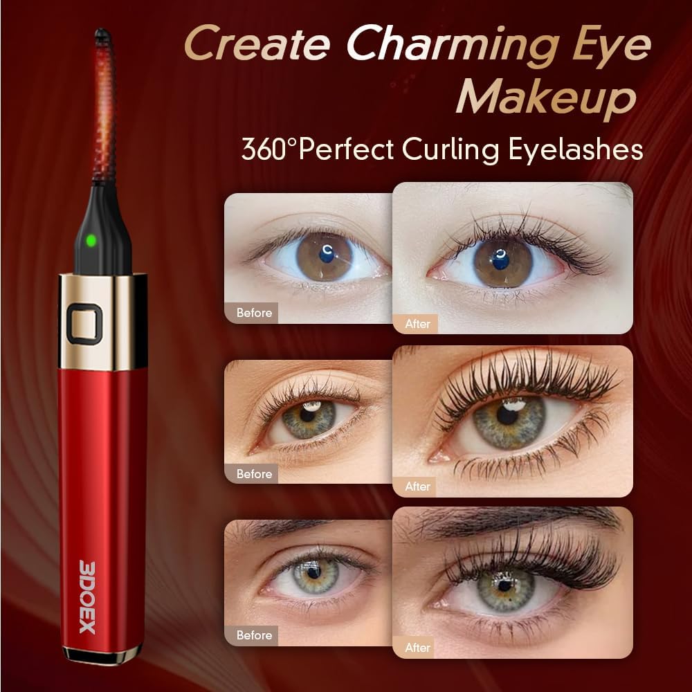 Heated Eyelash Curler, Mini Electric Eyelash Curler, Best Eye lash Curler 10-Second Salon Curls, Dual-Temperature Smart Memory, Safe & Travel-Friendly-FemmiqueWomen