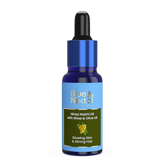 Blue Nectar Ayurveda Navel Oil with Ghee & Olive for Belly Oiling | Natural Belly Button (Nabhi) Oil for Radiant Skin & Deep Hydration (22 Herbs, 1 Fl Oz)-FemmiqueWomen