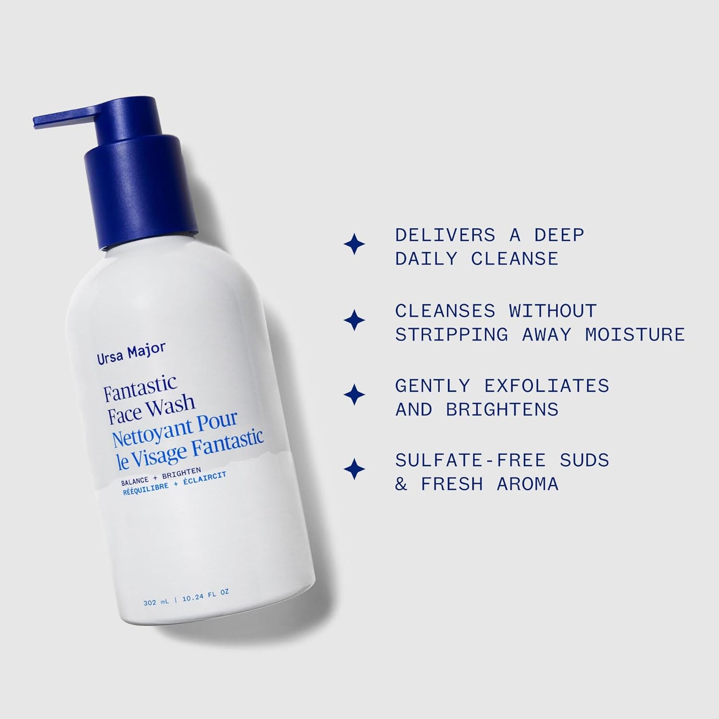 Ursa Major Fantastic Face Wash | Natural, Vegan & Cruelty Free | Daily Foaming Facial Cleanser for Men & Women | 10.24 oz-FemmiqueWomen