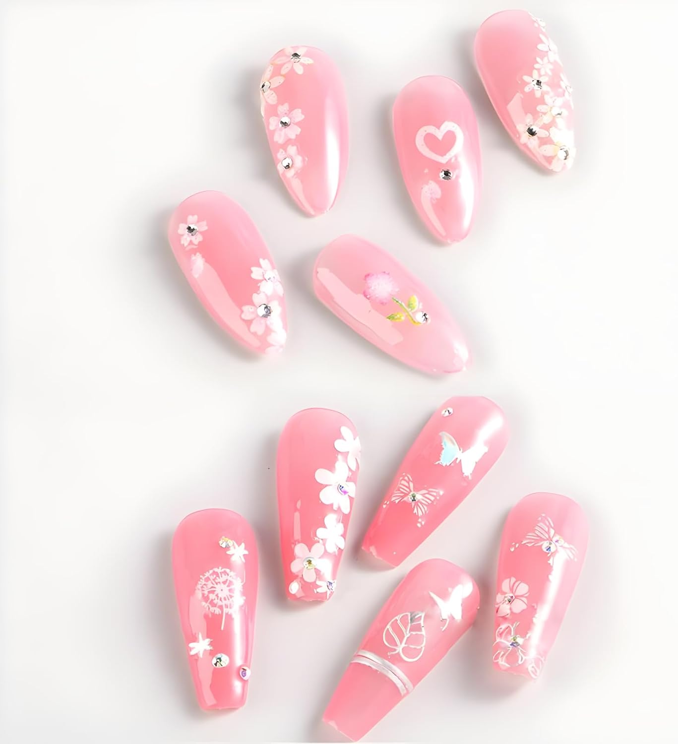 30 Sheets White Flower Nail Art Stickers - 3D Self Adhesive Daisy Decals for Spring Nail Art - Floral Supplies for Women and Girls-FemmiqueWomen