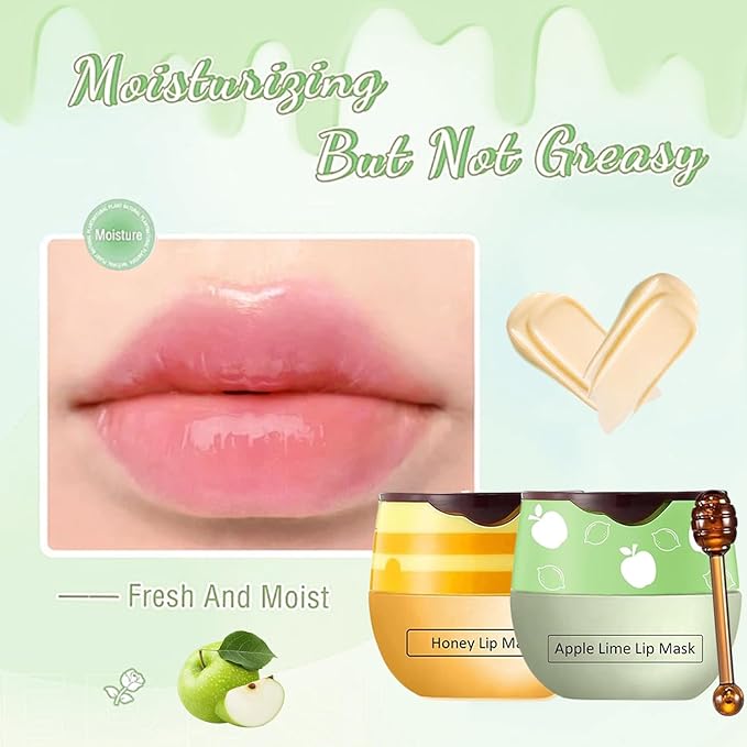 3 PCS Bee Lip Mask Lip Balm Honey Pot, Strawberry & Honey Lip Sleeping Mask Hydrating Prevention Dry and Cracked Lip Scrubs Exfoliator,Lip Mask Overnight Reduces Lip Lines-FemmiqueWomen
