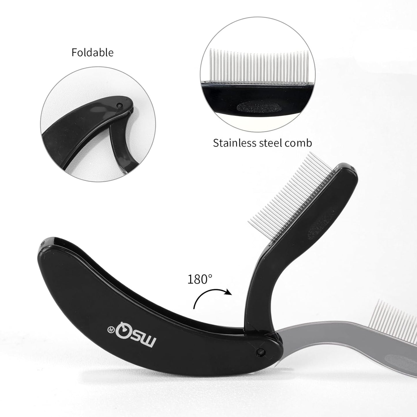 Eyelash Comb MSQ Eyelash Separator Tool Eyelash Comb Separator Folding Eyelash Brush Separator Lash Comb for Eyelash Makeup Brush (Black)-FemmiqueWomen