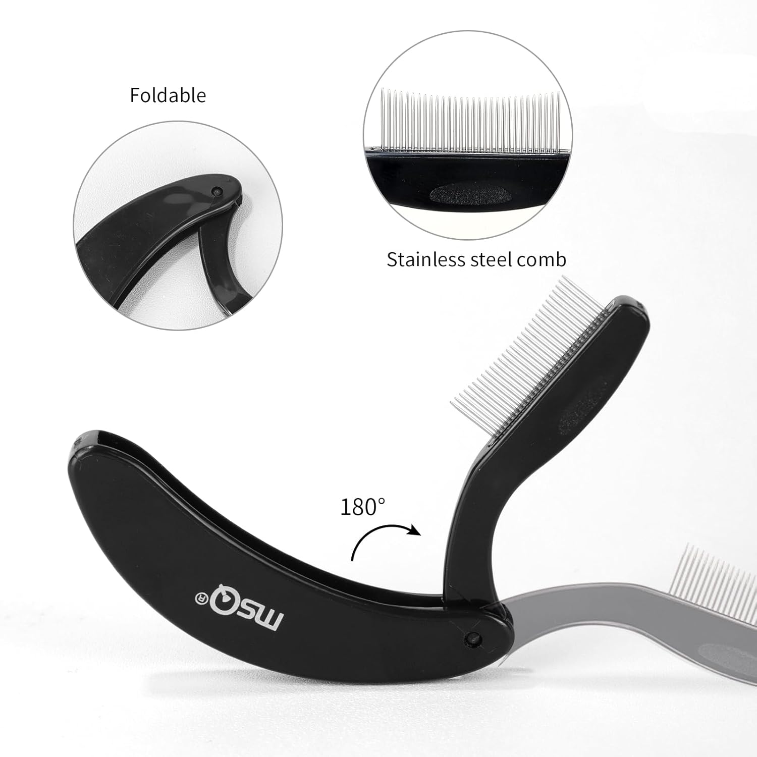 Eyelash Comb MSQ Eyelash Separator Tool Eyelash Comb Separator Folding Eyelash Brush Separator Lash Comb for Eyelash Makeup Brush (Black)-FemmiqueWomen