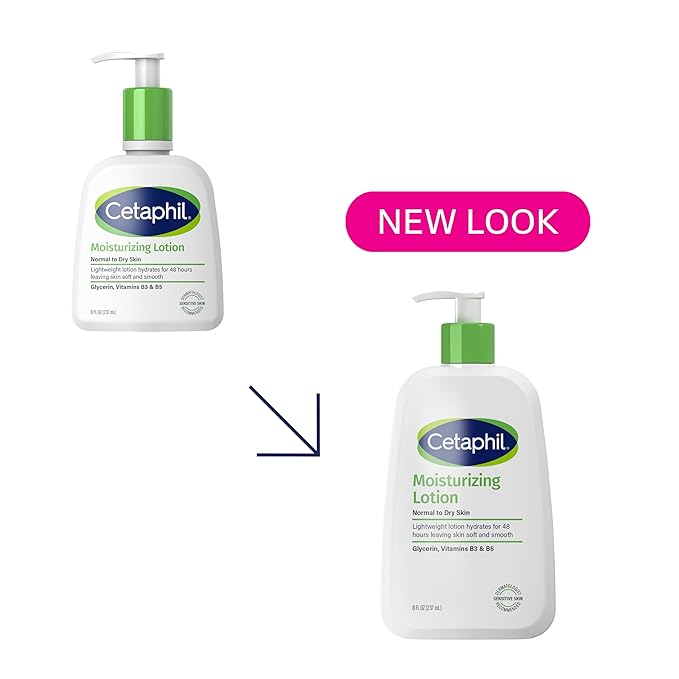 Cetaphil Face & Body Moisturizer, Hydrating Moisturizing Lotion for All Skin Types, Suitable for Sensitive Skin, NEW 8 oz Pack of 3, Fragrance Free, Hypoallergenic, Non-Comedogenic-FemmiqueWomen