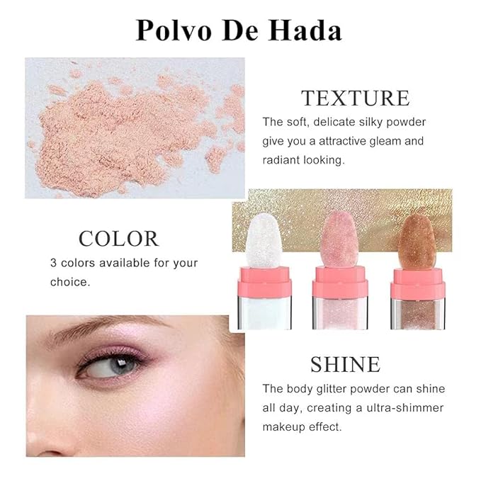 3 Color Glitter Powder Highlighter Makeup, Body Brightens the Natural Three-Dimensional Face Blusher Fairy Highlight Patting Powder.-FemmiqueWomen