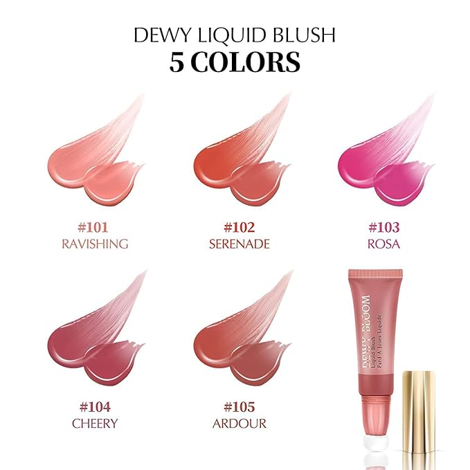 3 Color Liquid Blush,Soft Cream Lightweight Beauty Blush.(101# Ravishing -Nude Pink+102# Serenade-Sweet Peach+103# Rosa-Cool Pink)-FemmiqueWomen