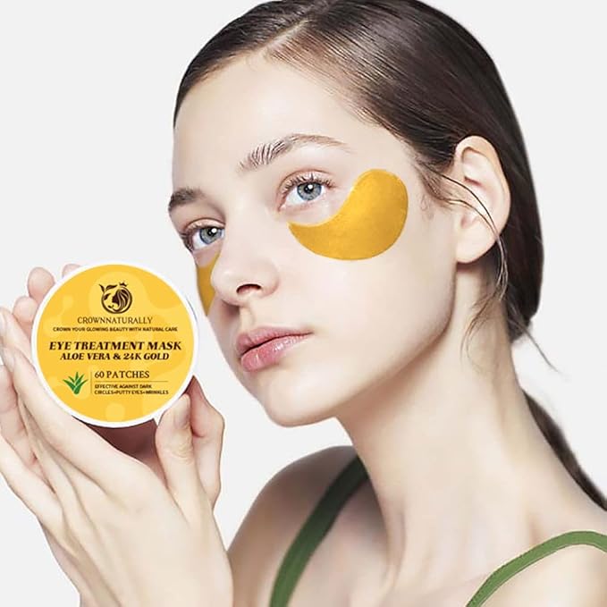120PCS Under Eye Patches 24K Gold Eye Mask with Aloe Vera Natural Ingredients, Moisturizing Skin Care with Hyaluronic Acid and Collagen for Anti-Wrinkle, for Dark Circles and Puffiness-FemmiqueWomen