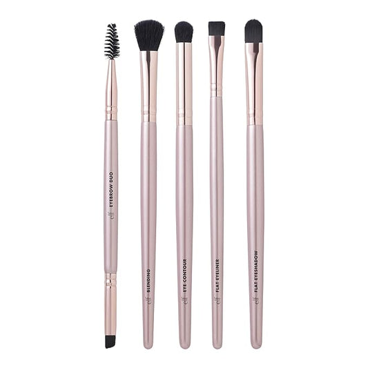 e.l.f. Ultimate Eyes 5 Piece Brush Collection, Makeup Brushes For Eyeliner, Eyeshadow, Brows & more, Vegan & Cruelty-Free-FemmiqueWomen
