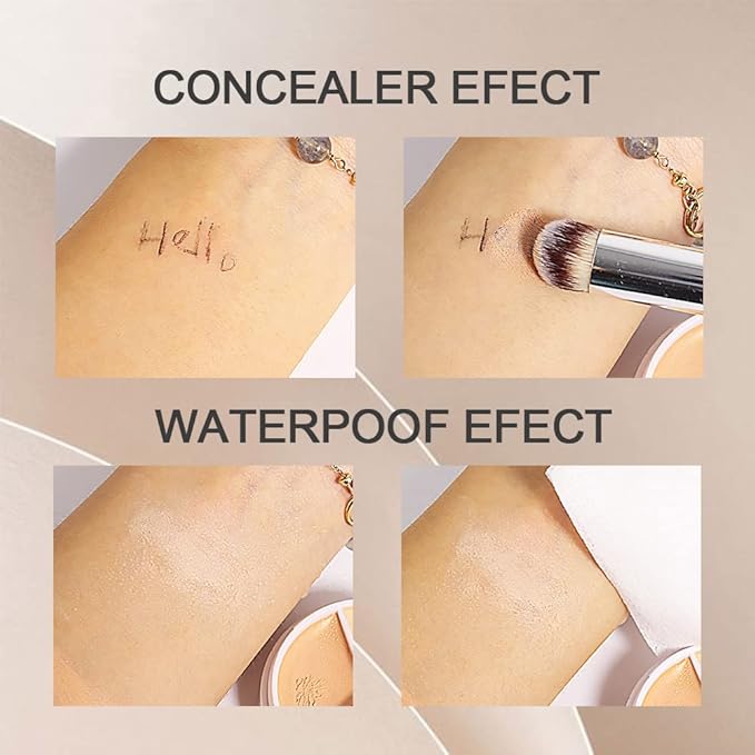 2pcs Tri-color Face Concealer Contour Palette With Brush for Light Medium Skin. Correct Cream Foundation Palet for Under Eye Dark Circles Eyelid Tattoo. Ivory Cream Makeup Plate corrector de ojeras-FemmiqueWomen