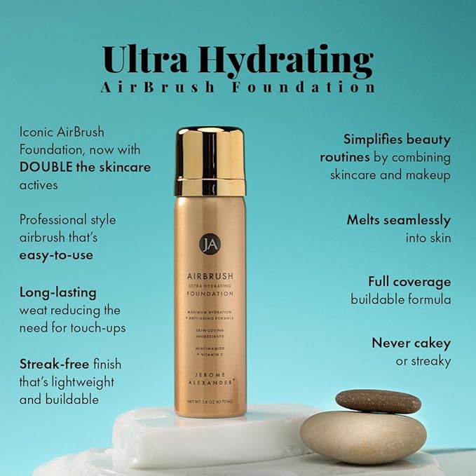 Jerome Alexander Airbrush Foundation Ultra Hydrating, Spray Foundation Makeup with 2x the Active Ingredients, Ultra-Light, Buildable, Full Coverage Formula (Fair)-FemmiqueWomen