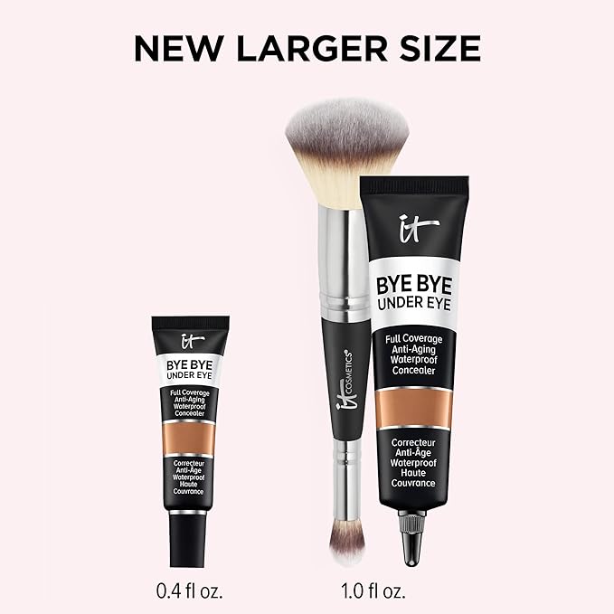 IT Cosmetics Makeup Set - Includes Supersize Bye Bye Under Eye Concealer (40.5 Deep) + Heavenly Luxe Complexion Perfection Concealer Brush (1 fl oz) - with Collagen, Hyaluronic Acid & Antioxidants-FemmiqueWomen