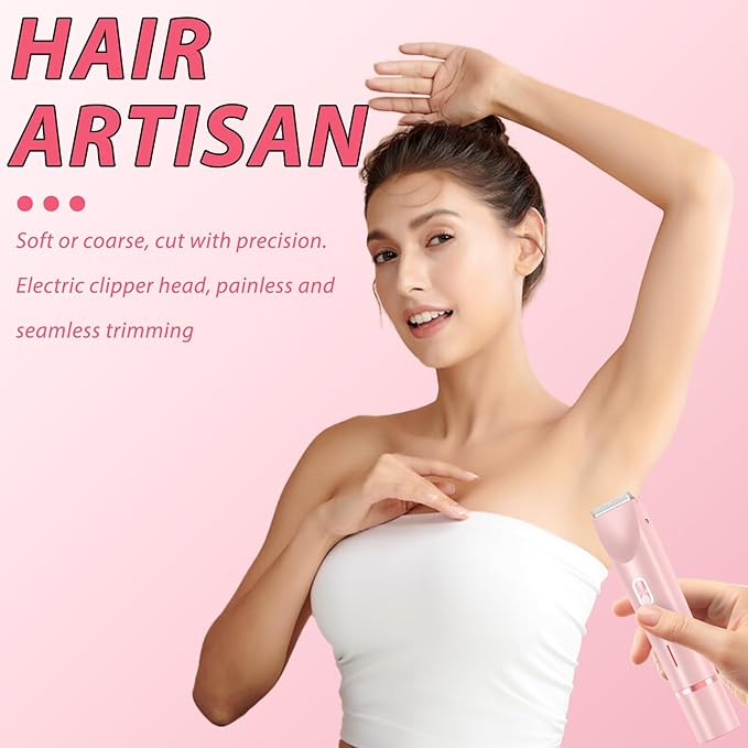 2025 New Electric Womens Shaver, 2-in-1 Women's Body Shaver, Bikini Electric Razor, Wet and Dry Use Body Trimmer for Home (Pink)-FemmiqueWomen