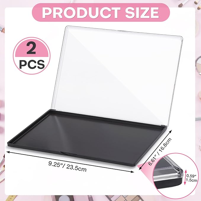 2PCS 9.25"x6.6" Large Empty Magnetic Makeup Palettes, Not Included Metal Sticker/Pans, XL Eyeshadow Pan Dispensing Storage Boxes, Compact & Portable Blush Lipstick Powder Palettes for DIY Cosmetics-FemmiqueWomen