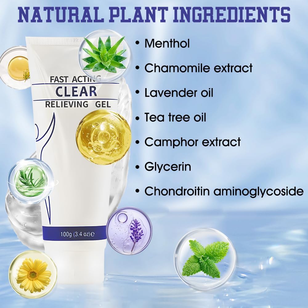 Soothing Cooling Gel 100g,Relieve Muscle Tension,Sports Soothing Cooling Body Care,Cooling with Menthol and Frankincense,Fast Absorbing for Women and Men,Brings a Comfortable Feeling(100g/3.04oz)-FemmiqueWomen