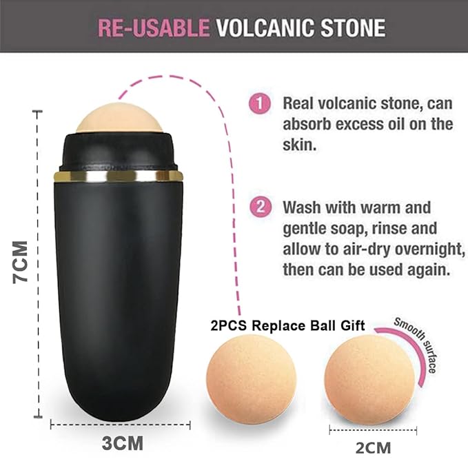 103 PCS Volcanic Roller Oily Skin Oil Control On The Go Volcanic Face Roller Oil Absorbing Volcanic Roller with Oil Blotting Sheet Paper for Oily Skin Care Oil Control Film Tissues (Type2)-FemmiqueWomen