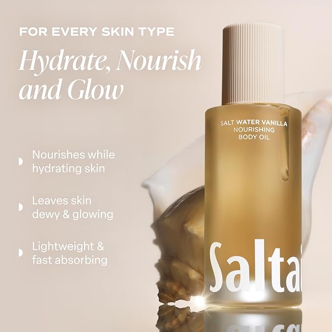 Saltair Body Oil. Luxurious Salt Water Vanilla After Shower and Bath Oil Moisturizer for Women and Men. Botanical, Non-Greasy, and Well-Absorbing Lotion for Hydrating Dry Skin. 4oz Pump Bottle-FemmiqueWomen