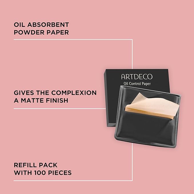ARTDECO Oil Control Paper - Oil-Absorbing Blotting Paper - Gives Your Complexion a Matte Finish - Refill Pack with 100 Sheets - For Makeup - For Oily Skin - Easy Take Out Design - Face Wash - 100pcs-FemmiqueWomen