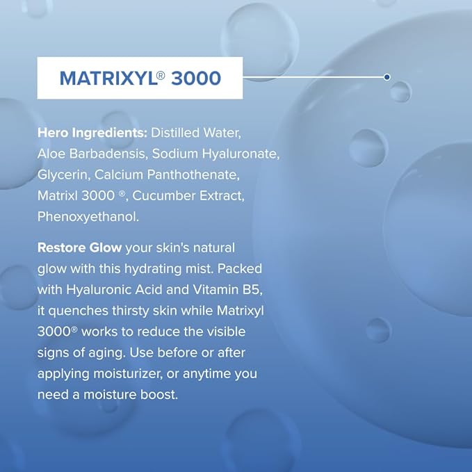 Cosmedica Skincare Restore Glow Peptide Spray Hydrating Mist with Matrixyl 3000, Vitamin B5, Hyaluronic Acid & Cucumber Extract for Radiant Skin – 4 oz-FemmiqueWomen