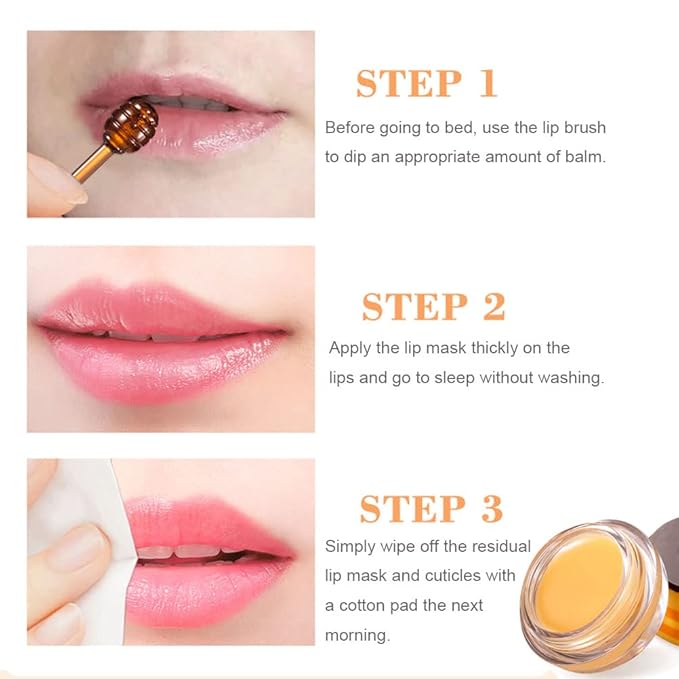 2 PCS Bee Lip Balm Honey Lip Balm Pot,Lip Exfoliating Lip Mask Hydrating & Prevention Dry and Cracked Lip Scrubs Exfoliator, Honey Lip Sleeping Mask Fade Lip Lines Bee Lip Balm-FemmiqueWomen