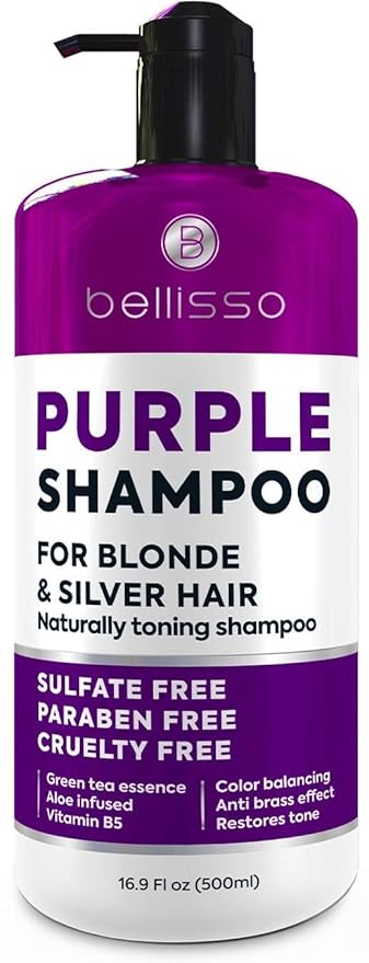 Purple Shampoo - Toner for Blonde Hair - Sulfate and Paraben Free - More Balanced Color Treated, Bleached, Silver, White and Gray Hair - No More Orange, Straw Yellow and Brassy Tones - Women and Men-FemmiqueWomen
