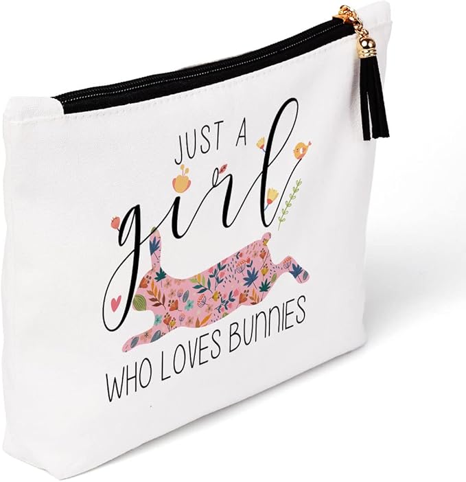 Bunny Gifts for Bunny Lovers, Bunny Stuff Merch Decor, Bunny Gifts for Women Women, Christmas Birthday for Bunny Lover Owners, Farmer, Breeder, Crazy Bunny Makeup Bag ?Just A Women Who Loves Bunnies