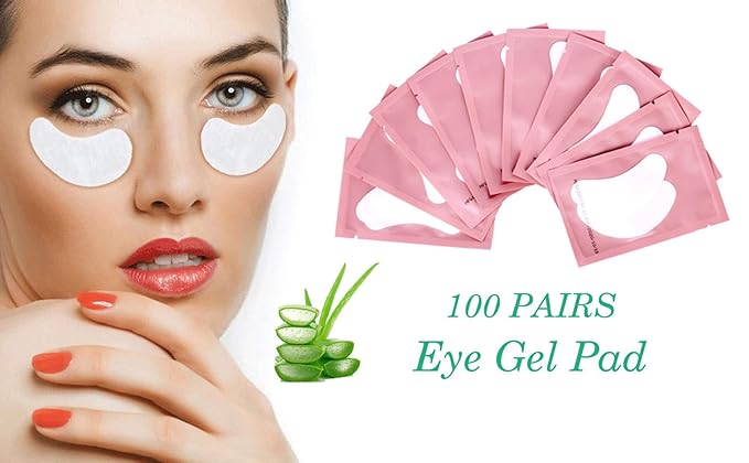 100 Pairs Set Under Eye Pads, Comfy and Cool Under Eye Patches Gel Pad for Eyelash Extensions Eye Mask Beauty Tool (Pink)-FemmiqueWomen